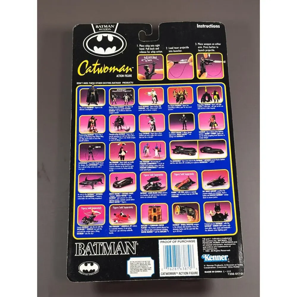 1991 Kenner Batman Returns Series Catwoman Action Figure Whipping Arm Action